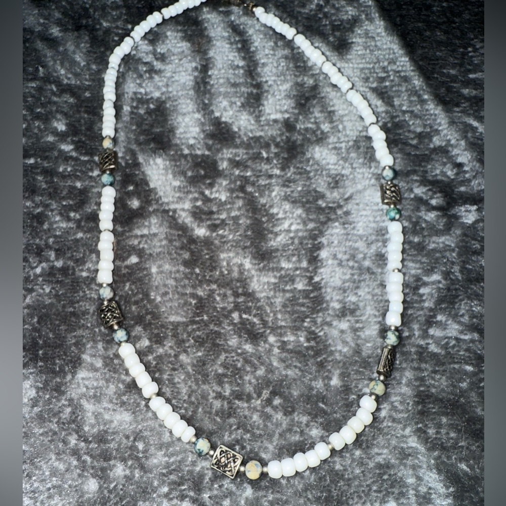 Elegant White Beaded Necklace